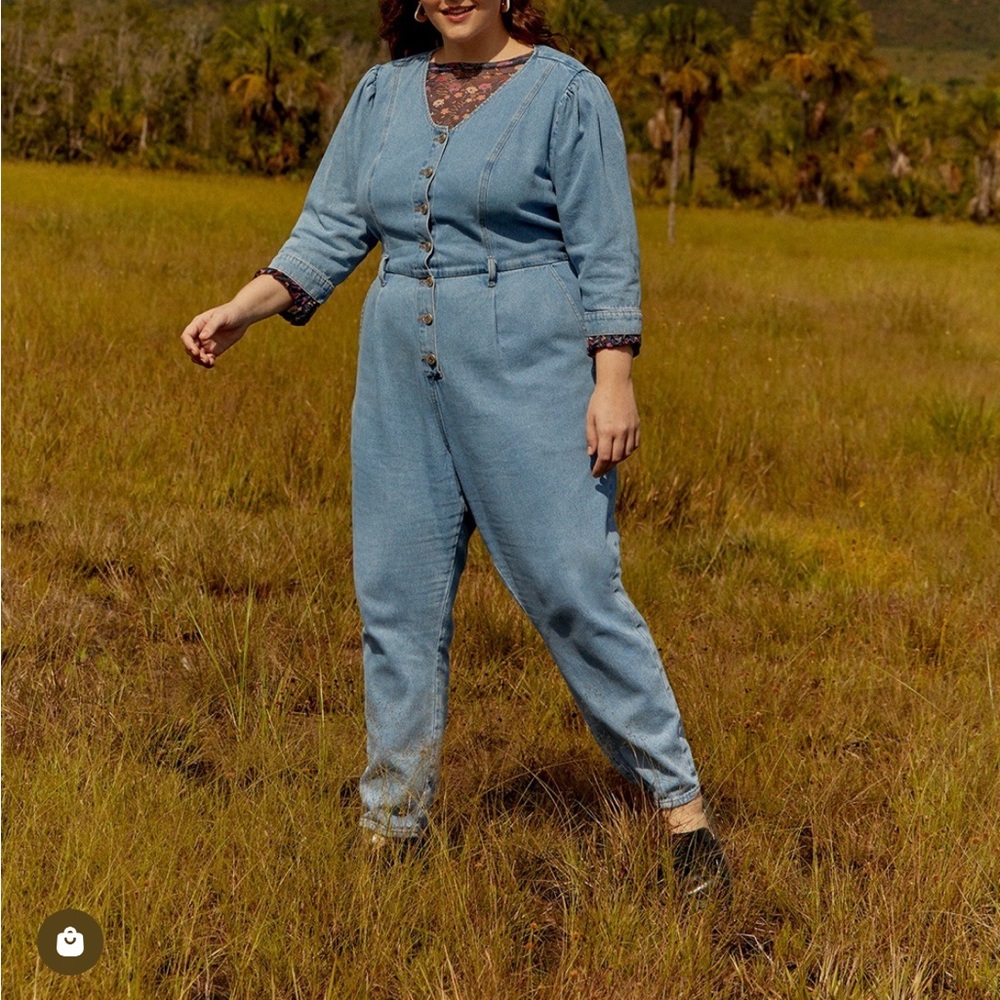 Denim Button-Up Jumpsuit